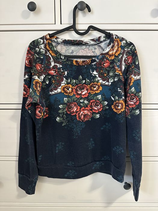 Granatowa bluza w kwiaty Oodji xxs / xs / s