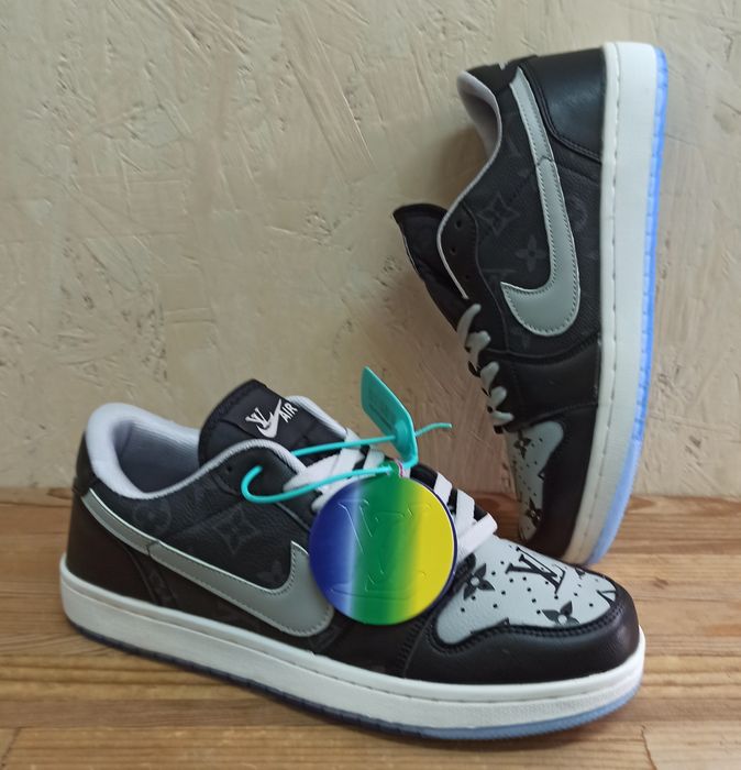 Nike Air Louis Vuitton Low кроссовки мужские кожаные серо черные р 43