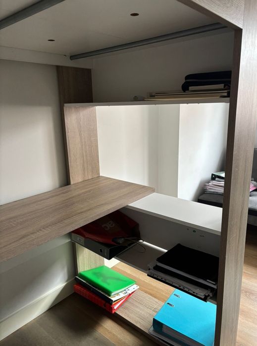 Cama Alta com Secretária e Arrumação – 90x200 cm