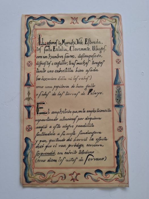 Pergaminho moderno manuscrito e com desenhos cozinha