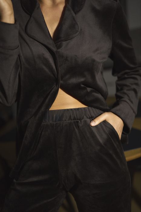 Жіноча піжама плюш велюр темний шоколад С, М, ХЛ