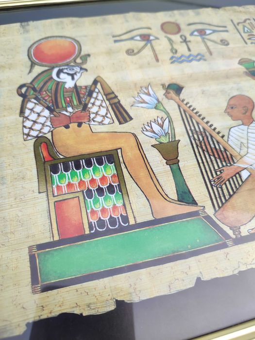 Obraz malowany na Papirusie - Egipt - Design - vintage - B