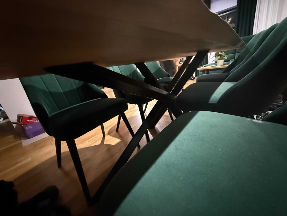 Dębowy stół do salonu 197x93 cm, nogi typu "pałąk" (solidny)