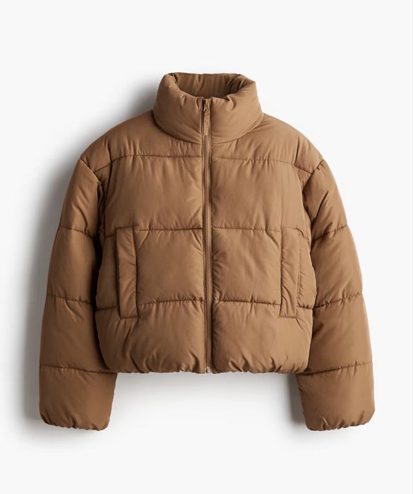 Krótka kurtka puffer H&M  rozm XS beżowa