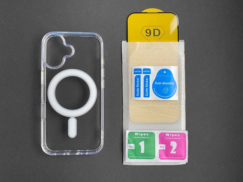 Etui przezroczyste MagSafe do Apple iPhone 16 + szkło hartowane 9H 9D