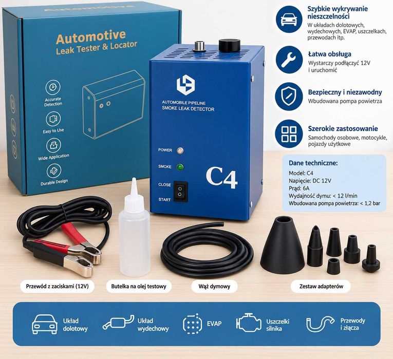 156 – C4 generator dymu 12V tester nieszczelności samochodowych z pompą