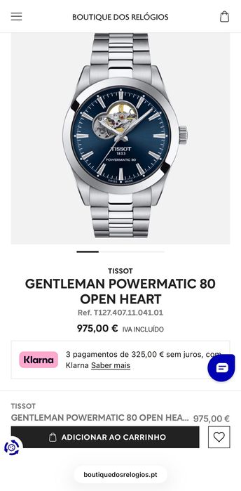 TISSOT - GENTLEMAN POWERMATIC 80 OPEN HEART - COMO NOVO  de 04/12/2025