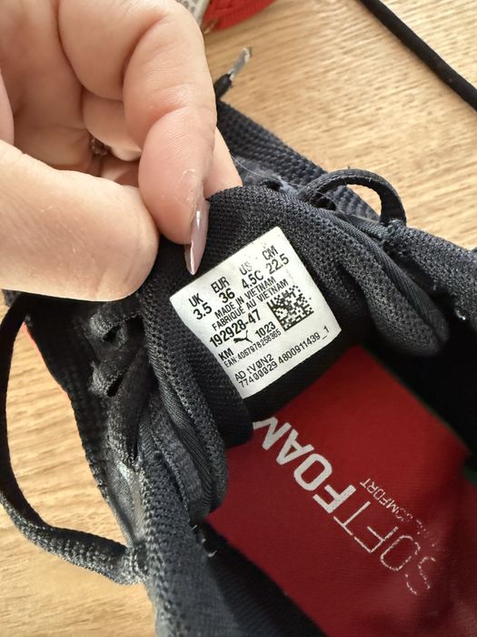 Buty Puma rozm. 36 czarne czerwone Flyer Runner Jr