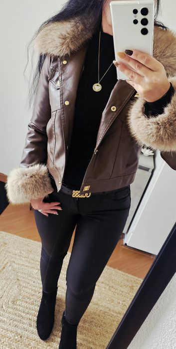 Kurtka ramoneska ocieplana z odpinanym futerkiem