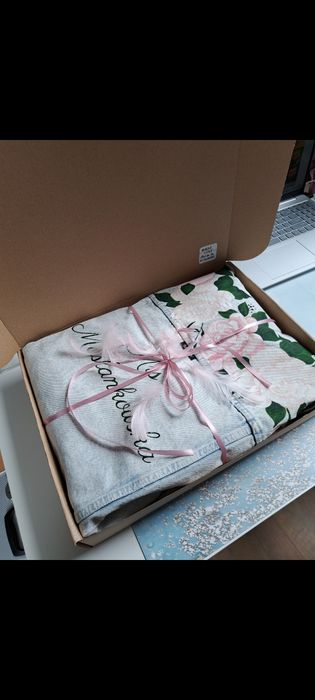 Kurtka jeansowa ślubna Ręcznie malowana katana Custom ślub prezent