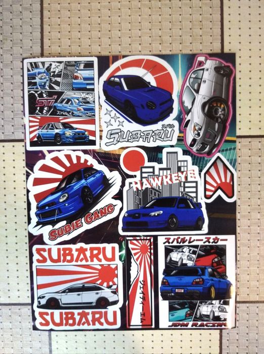 Наклейки стикеры на тетради блокноты дневники subaru ваз субару