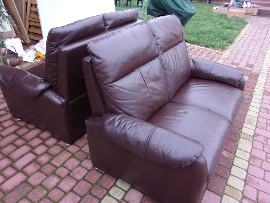 Dwie kanapy skóra brąz.Bdb stan