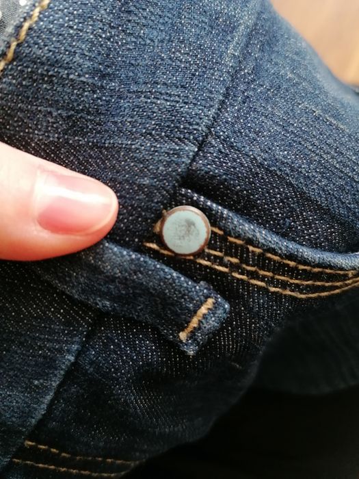 Jeansy L Marks & Spencer short straight proste dżinsy granatowowe