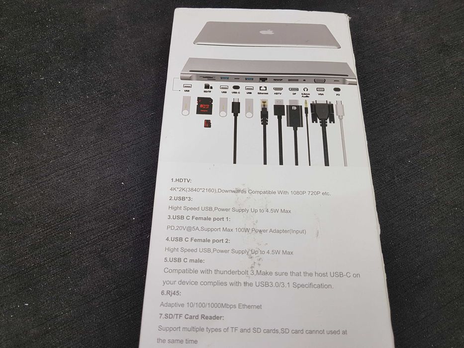 Док-станція 1Goal® USB C - 12 в 1 HUB MST, алюмінієва станція типу C