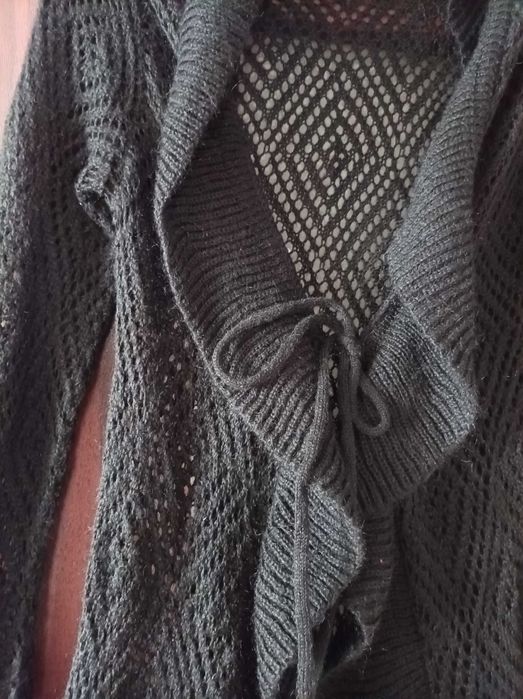 Sweter długi czarny ażur Promod rozm S