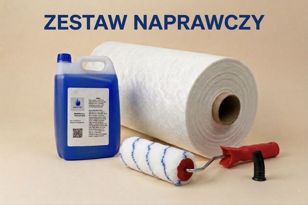 Pełen zestaw naprawczy Żywica poliestrowa 5kg+mata szklana+akcesoria