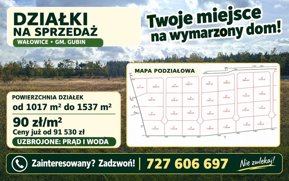DZIAŁKI na sprzedaż – WAŁOWICE, GM. Gubin