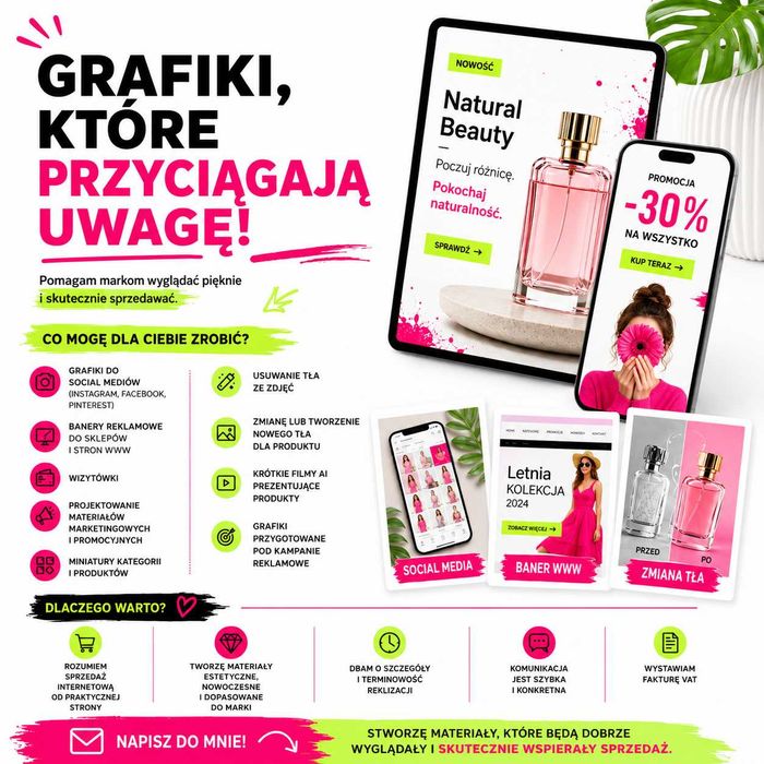 Grafiki reklamowe | Grafiki na Social Media | Grafiki na sklepy internetowe i strony www | Bannery | AI Foto & Video