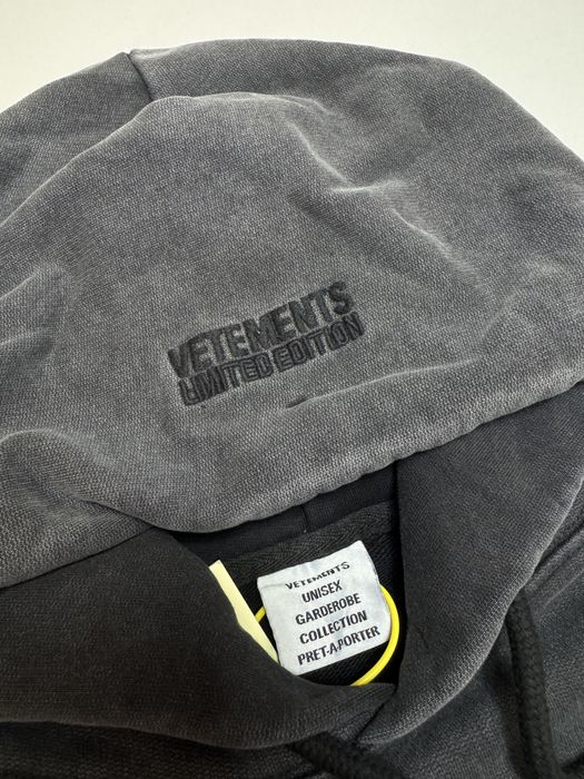 Худі Vetements Paris logo hoodie S M L XL Washed black
