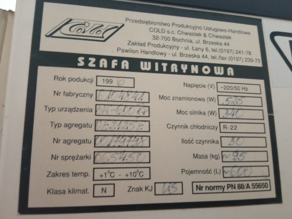 Szafa chłodnicza