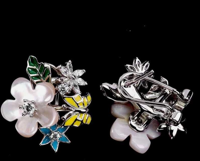 Серьги с перламутром и эмалью