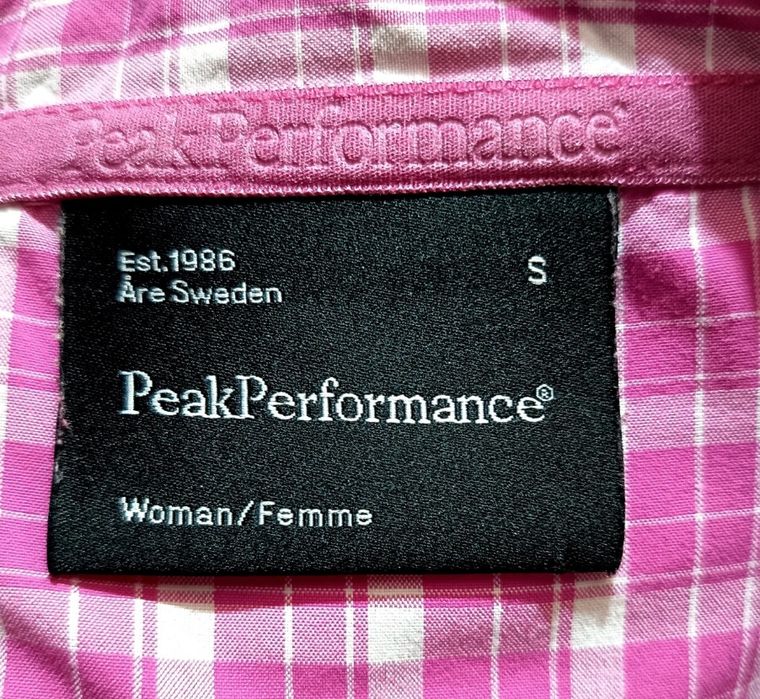 Peak Performance Koszula Damska Różowa W kratę Krótki Rękaw Używana R.
