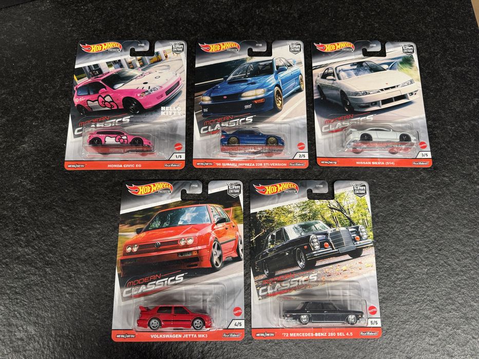 Hot Wheels zestaw Modern Classics 2020 Civic Kitty Impreza 22B VW Jett