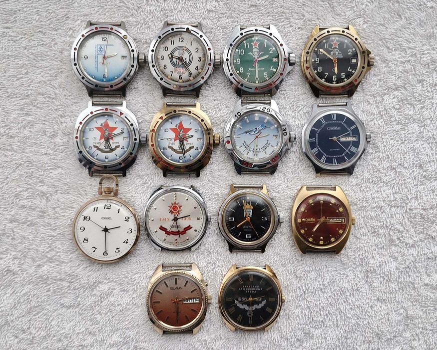 Восток, Амфибия, Полет, Автоподзавод, Позолоченные, Слава, Победа, Луч