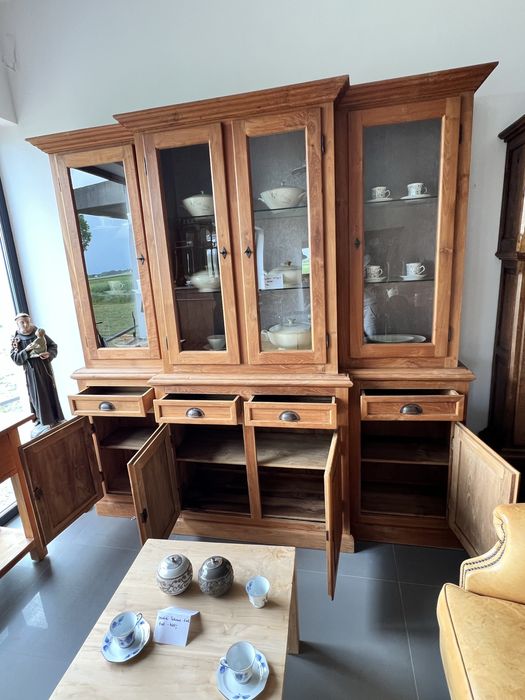 Kredens witryna kolonialna z egzotycznego drewna tekowego