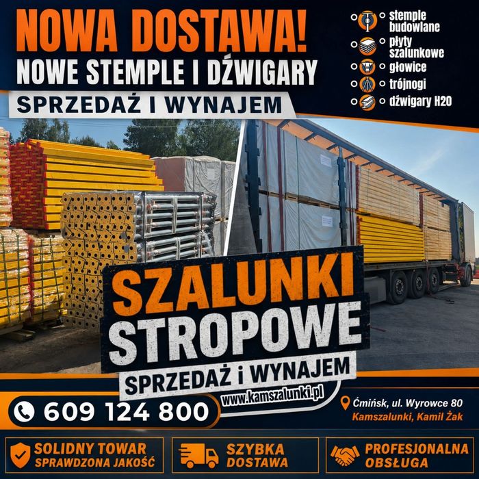 Płyta Topolowa czarna sklejka szalunkowa stemple budowlane podpory budowlane Głowica krzyżowa Trójnogi Korony stojak  STEMPLE BUDOWLANE Szalunki