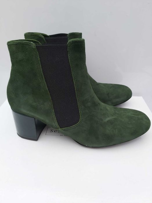 Zamszowe botki zielone SERGIO BARDI  skorzane sztyblety pólbuty 38