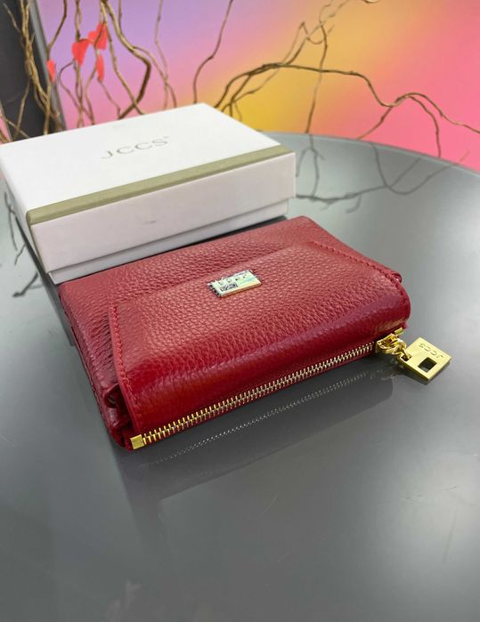 Жіночий шкіряний гаманець JCCS червоний маленький
