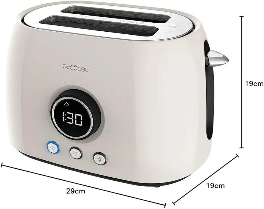 Cecotec toster 800w z wyświetlaczem beżowy