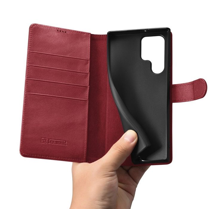 Etui Icarer Haitang Leather Wallet Samsung Galaxy S22 Ultra Czerwony