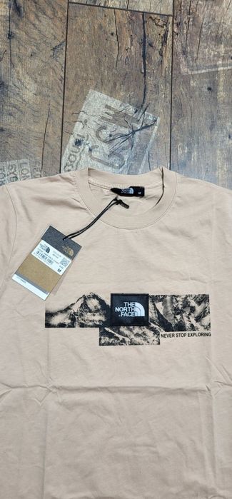 TNF beżowa koszulka męska t-shirt bawełna premium M