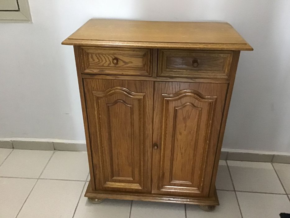 Деревянная тумбочка для обуви (дуб) с дополнительными вехними ящиками.