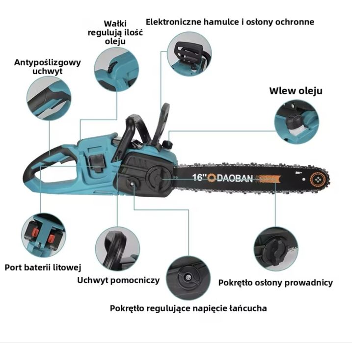 Piła łańcuchowa elektryczna , dwie baterie w zestawie