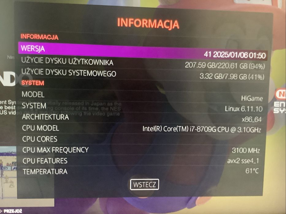 Chuwi HiGame Batocera (i7-8709G i VegaM 4GB HBM2) emuluje WiiU w 60fps