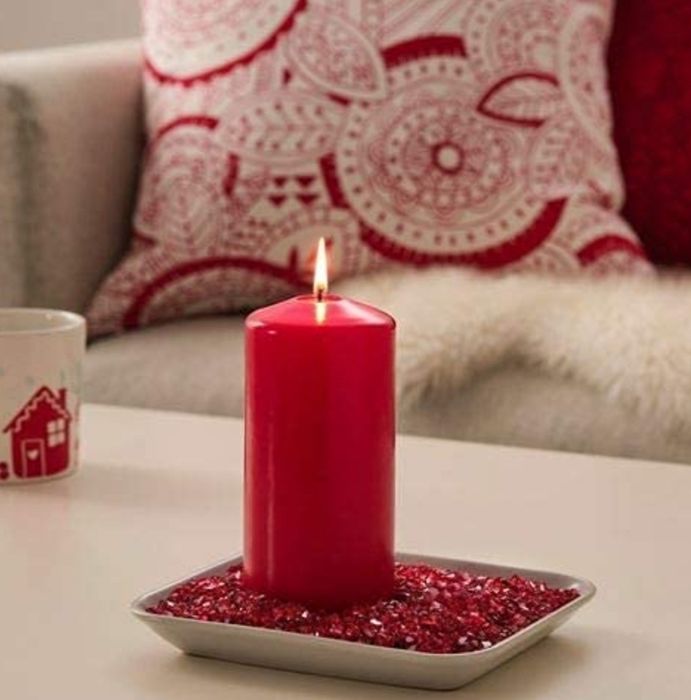 Żwirek kamyczki szklane błyszczące czerwone ozdoba do świec dekoracja