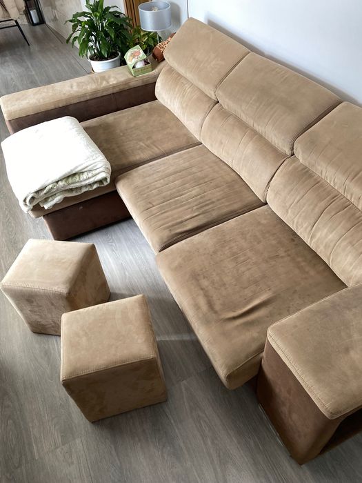 Sofá Castanho Chaise longue