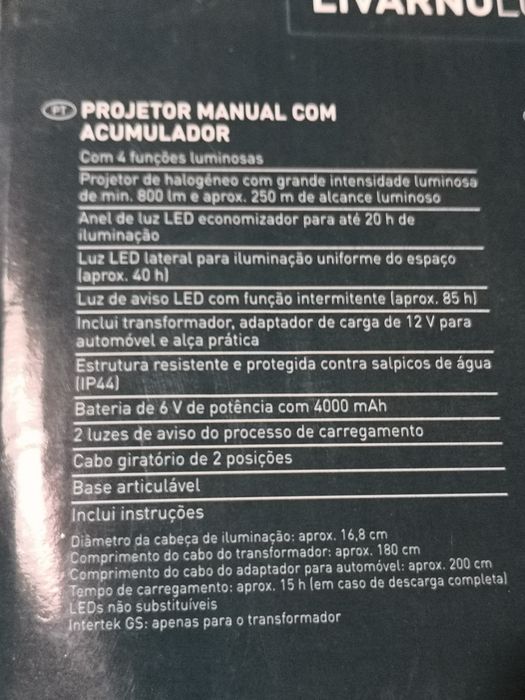 Foco portátil ligação ao carro e tomada