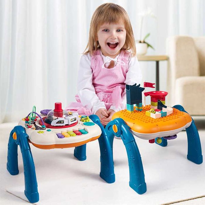 Stolik interaktywny pociąg klocki dwustronny