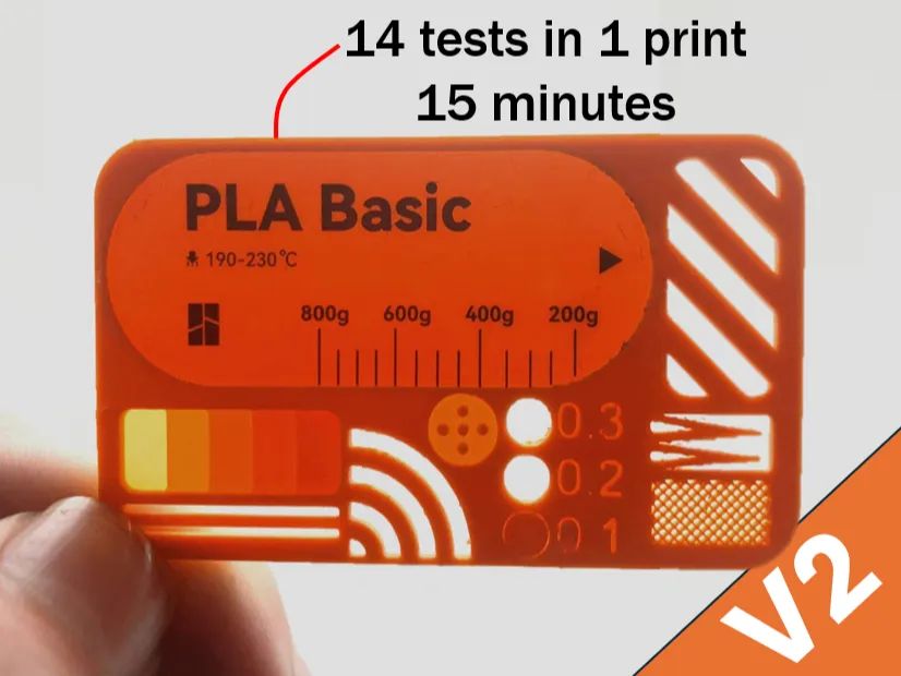 Cartão de Filamento com 14 Testes — Impressão Rápida!64730153777539120