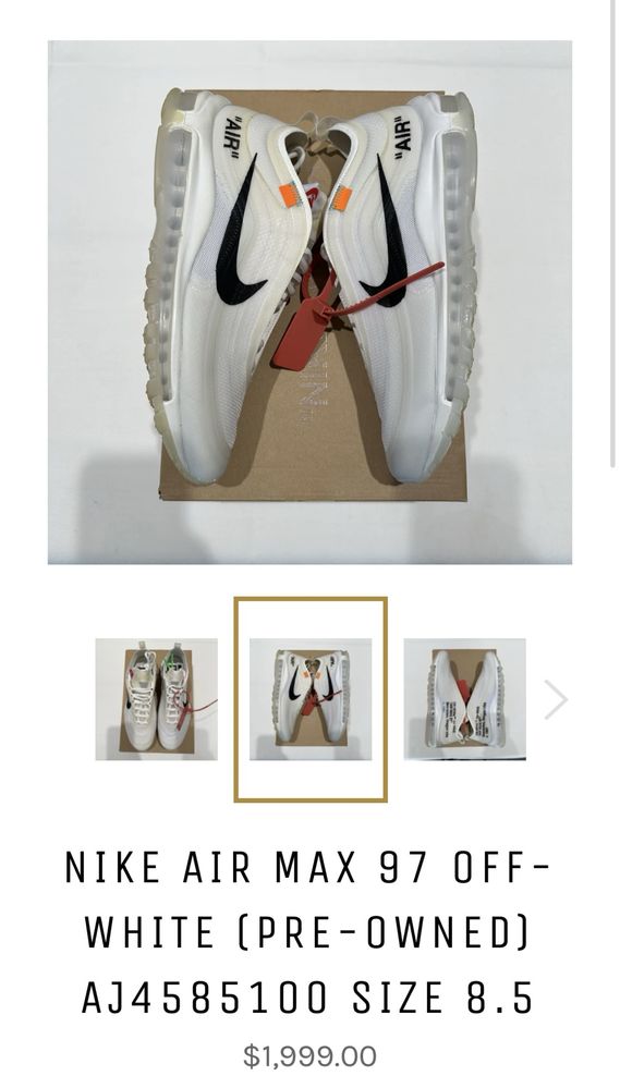 Nike Air Max 97 Off White Pre Owned 7 499 Olx