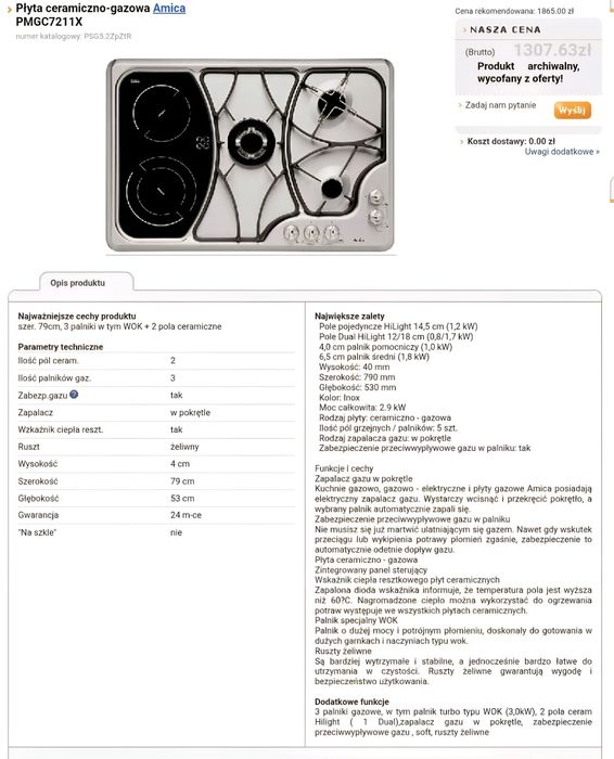 Amica Płyta GaZoWo-ELEKtryczna !