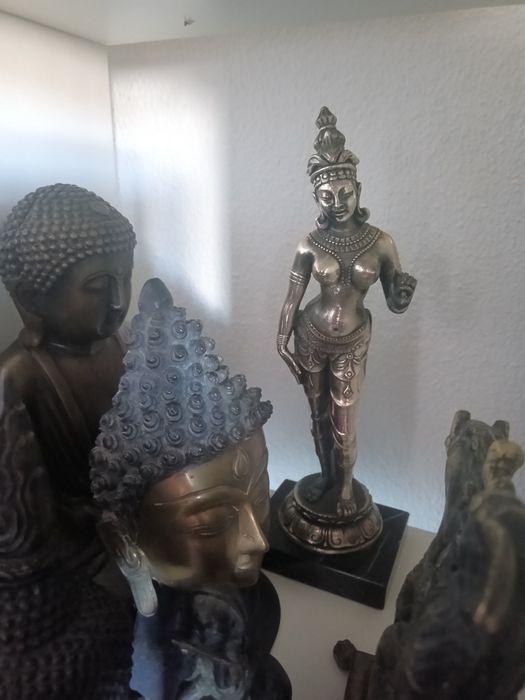 Estátua Shiva em bronze oriental buda cabeça busto  deusa budismo