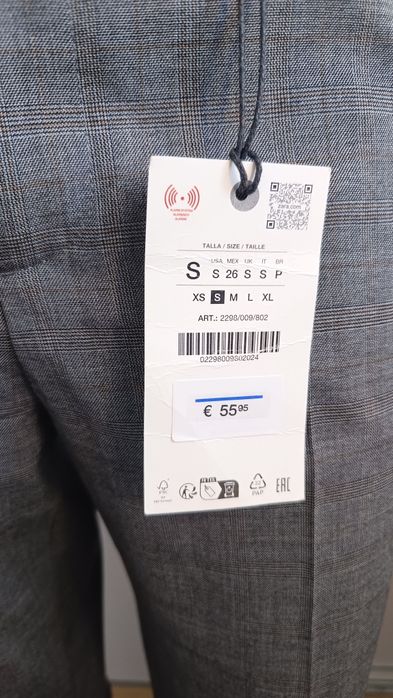 Spodnie szare eleganckie o prostym kroju w kratkę Zara premium S