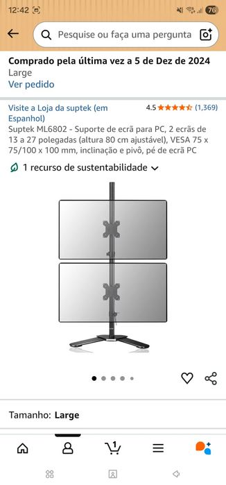 Suporte de ecrã para PC, 2 ecrãs