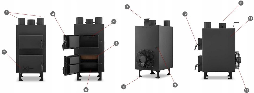Piec z nadmuchem nadmuchowy grzewczy KOZA 20kW + Sterownik