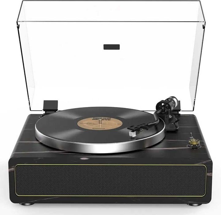 Вініловий програвач HQ-KZ001, Bluetooth, 33/45 RPM, RCA, AUX, чорний мрамур